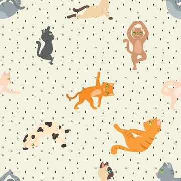 Seamless repeating pattern with adorable cute cats 스톡 일러스트