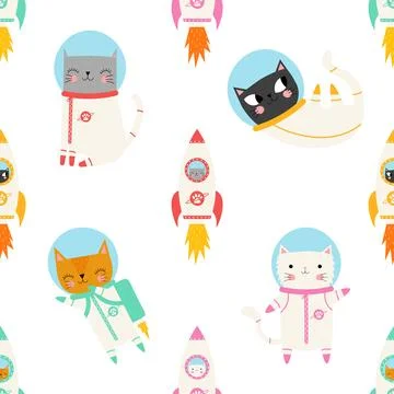 Seamless repeating pattern with adorable cute cats Illustrazione stock
