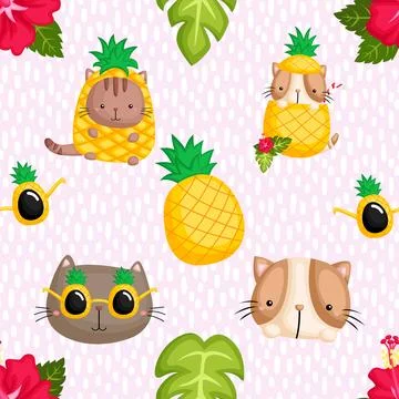 Seamless repeating pattern with adorable cute cats Illustrazione stock