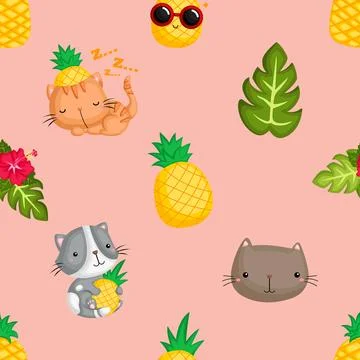 Seamless repeating pattern with adorable cute cats Illustrazione stock
