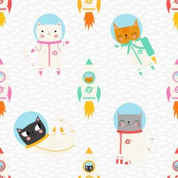 Seamless repeating pattern with adorable cute cats Illustrazione stock