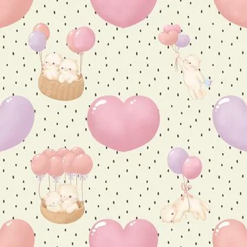 Seamless repeating pattern with adorable cutie cats Stock Illustration