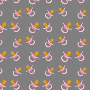 Seamless repeating pattern of baby pink pacifiers. Stock Illustration