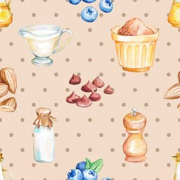 Seamless repeating pattern baked with love bakery Illustrazione stock
