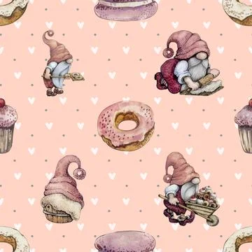 Seamless repeating pattern baked with love bakery Stock Illustration