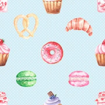 Seamless repeating pattern baked with love bakery Stock Illustration