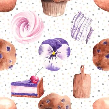 Seamless repeating pattern baked with love bakery Stock Illustration