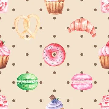Seamless repeating pattern baked with love bakery Stockillustratie