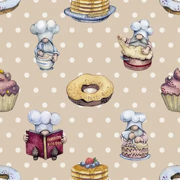 Seamless repeating pattern baked with love bakery Stock Illustration