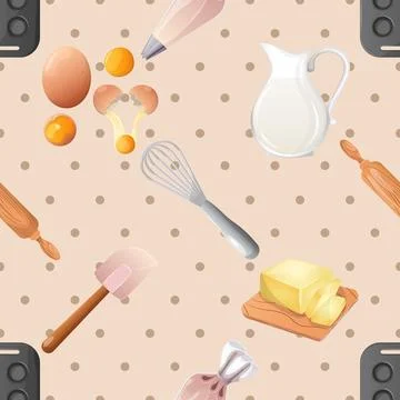 Seamless repeating pattern baked with love bakery Stock Illustration