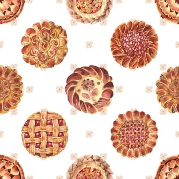 Seamless repeating pattern baked with love bakery Stock Illustration