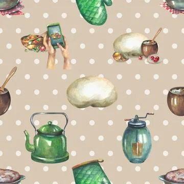 Seamless repeating pattern baked with love bakery Stockillustratie