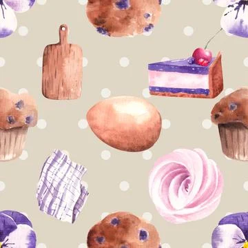 Seamless repeating pattern baked with love bakery Stock Illustration