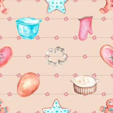Seamless repeating pattern baked with love bakery Illustrazione stock