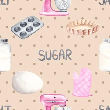 Seamless repeating pattern baked with love bakery Illustrazione stock