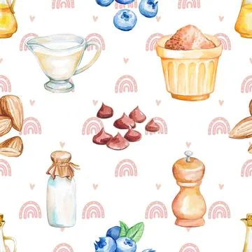 Seamless repeating pattern baked with love bakery Stock Illustration