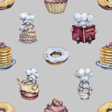 Seamless repeating pattern baked with love bakery Stockillustratie