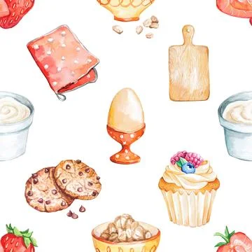 Seamless repeating pattern baked with love bakery Stock Illustration