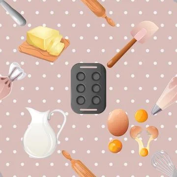 Seamless repeating pattern baked with love bakery Illustrazione stock