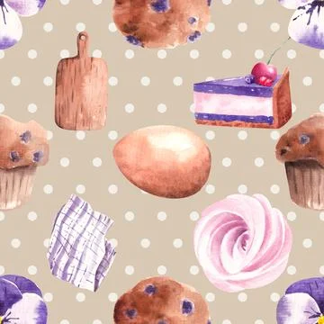 Seamless repeating pattern baked with love bakery Stock Illustration