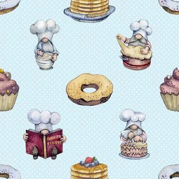 Seamless repeating pattern baked with love bakery Stockillustratie