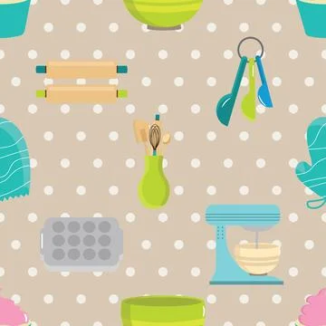 Seamless repeating pattern baked with love bakery Stock Illustration