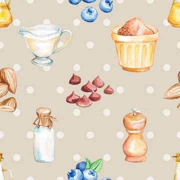 Seamless repeating pattern baked with love bakery Stock Illustration