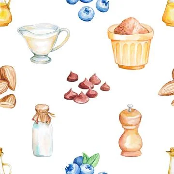 Seamless repeating pattern baked with love bakery Illustrazione stock