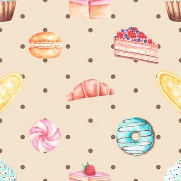 Seamless repeating pattern baked with love bakery Stock Illustration