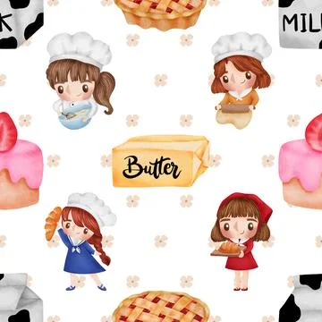 Seamless repeating pattern baked with love bakery Illustrazione stock