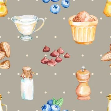 Seamless repeating pattern baked with love bakery Stock Illustration