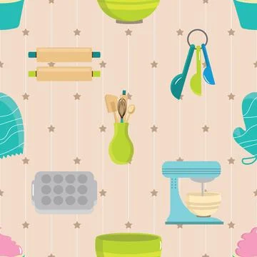 Seamless repeating pattern baked with love bakery Illustrazione stock