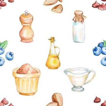 Seamless repeating pattern baked with love bakery Stock Illustration
