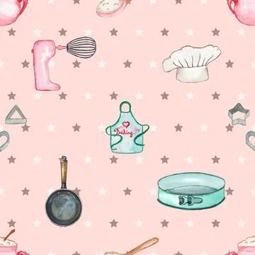 Seamless repeating pattern baked with love bakery Stockillustratie