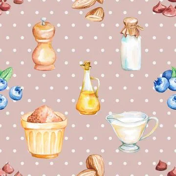 Seamless repeating pattern baked with love bakery Stock Illustration