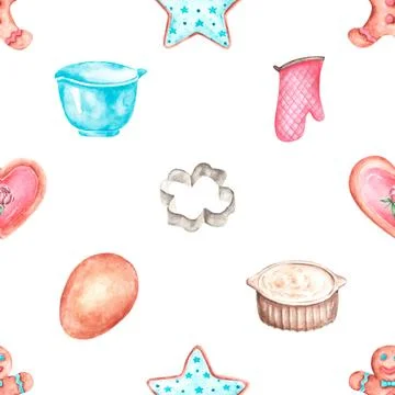 Seamless repeating pattern baked with love bakery Stock Illustration