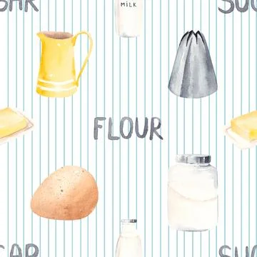 Seamless repeating pattern baked with love bakery Stock Illustration