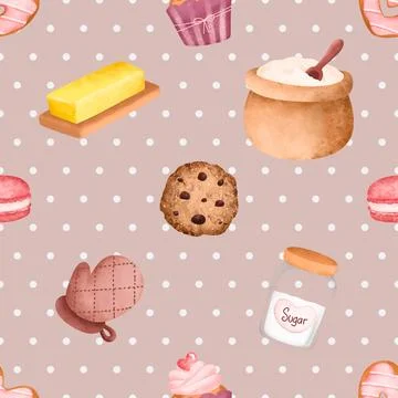 Seamless repeating pattern baked with love bakery Illustrazione stock