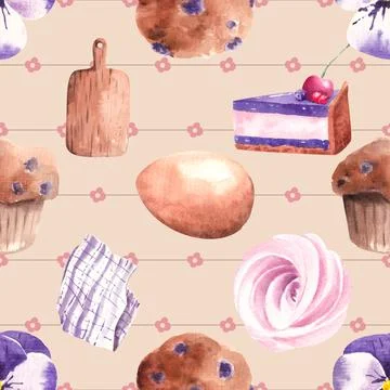 Seamless repeating pattern baked with love bakery 스톡 일러스트
