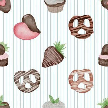 Seamless repeating pattern baked with love bakery Stockillustratie