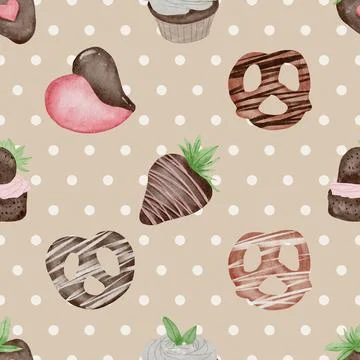 Seamless repeating pattern baked with love bakery Stock Illustration