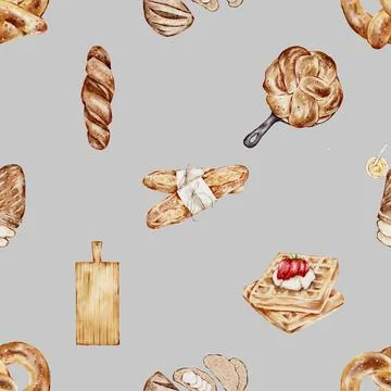 Seamless repeating pattern baked with love bakery Stock Illustration