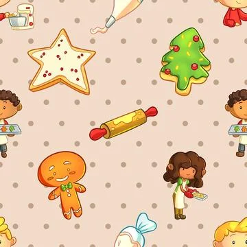 Seamless repeating pattern baked with love bakery Stock Illustration