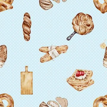 Seamless repeating pattern baked with love bakery Stock Illustration