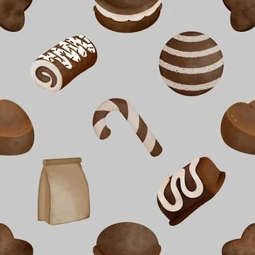 Seamless repeating pattern baked with love bakery Stock Illustration