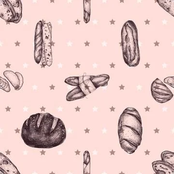 Seamless repeating pattern baked with love bakery 스톡 일러스트