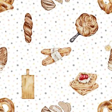 Seamless repeating pattern baked with love bakery Stock Illustration