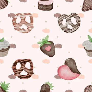 Seamless repeating pattern baked with love bakery 스톡 일러스트