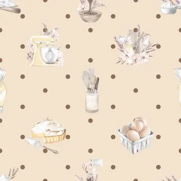 Seamless repeating pattern baked with love bakery Stockillustratie