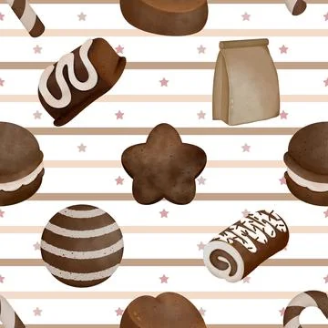 Seamless repeating pattern baked with love bakery Stock Illustration